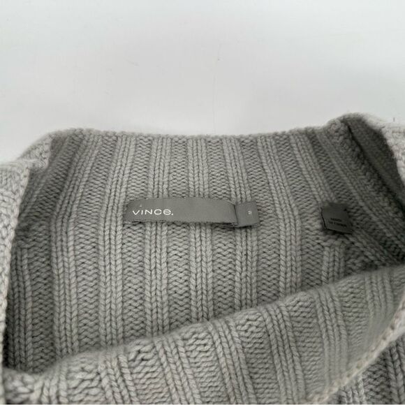 Vince Raglan Ribbed Wool And Cashmere Crew Grey Sweater - Picture 6 of 11